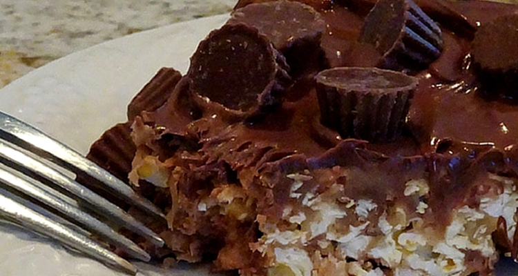 Chocolate Peanut Butter Popcorn Cake